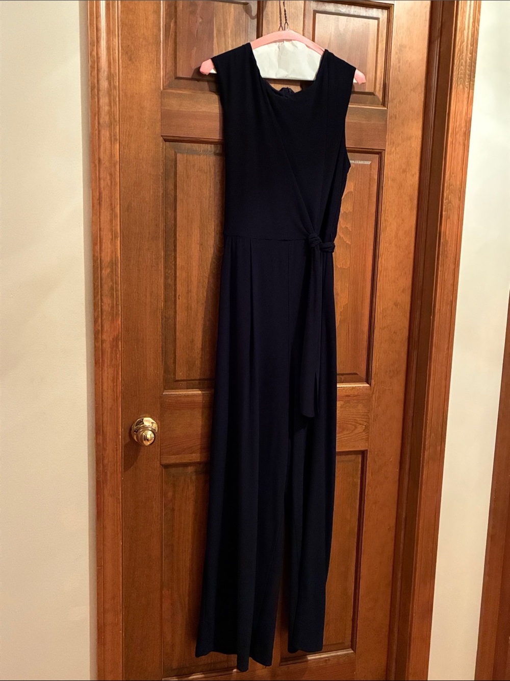 Emma & Michele Navy Sleeveless Wrap-Detail Jumpsuit